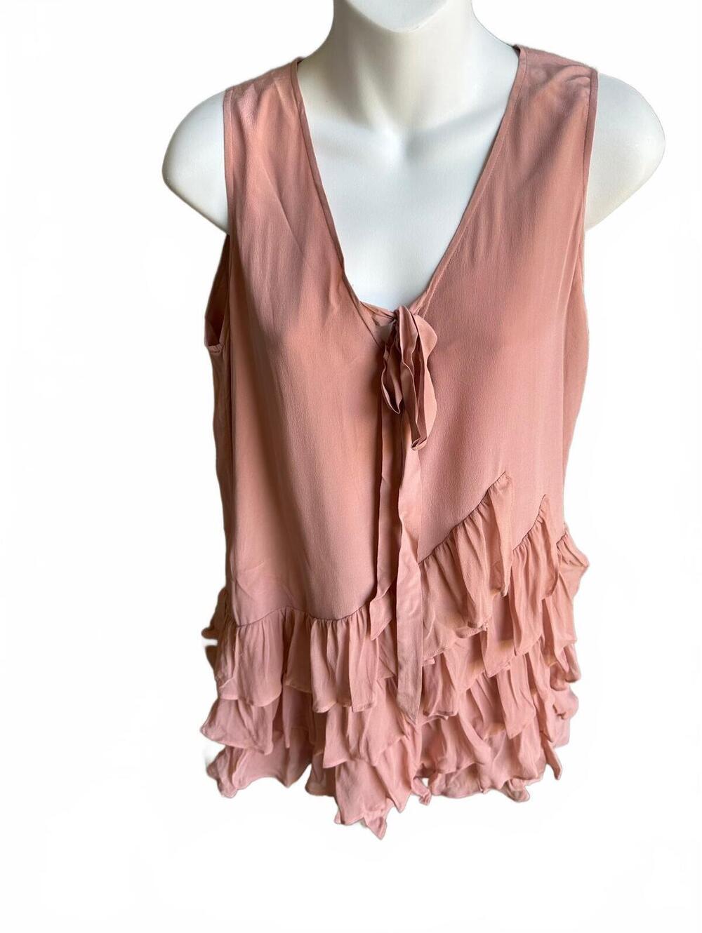 Banana Republic Pink Ruffle Sleeveless Blouse